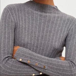 Top Shop Grey Ribbed Funnel Neck Sweater